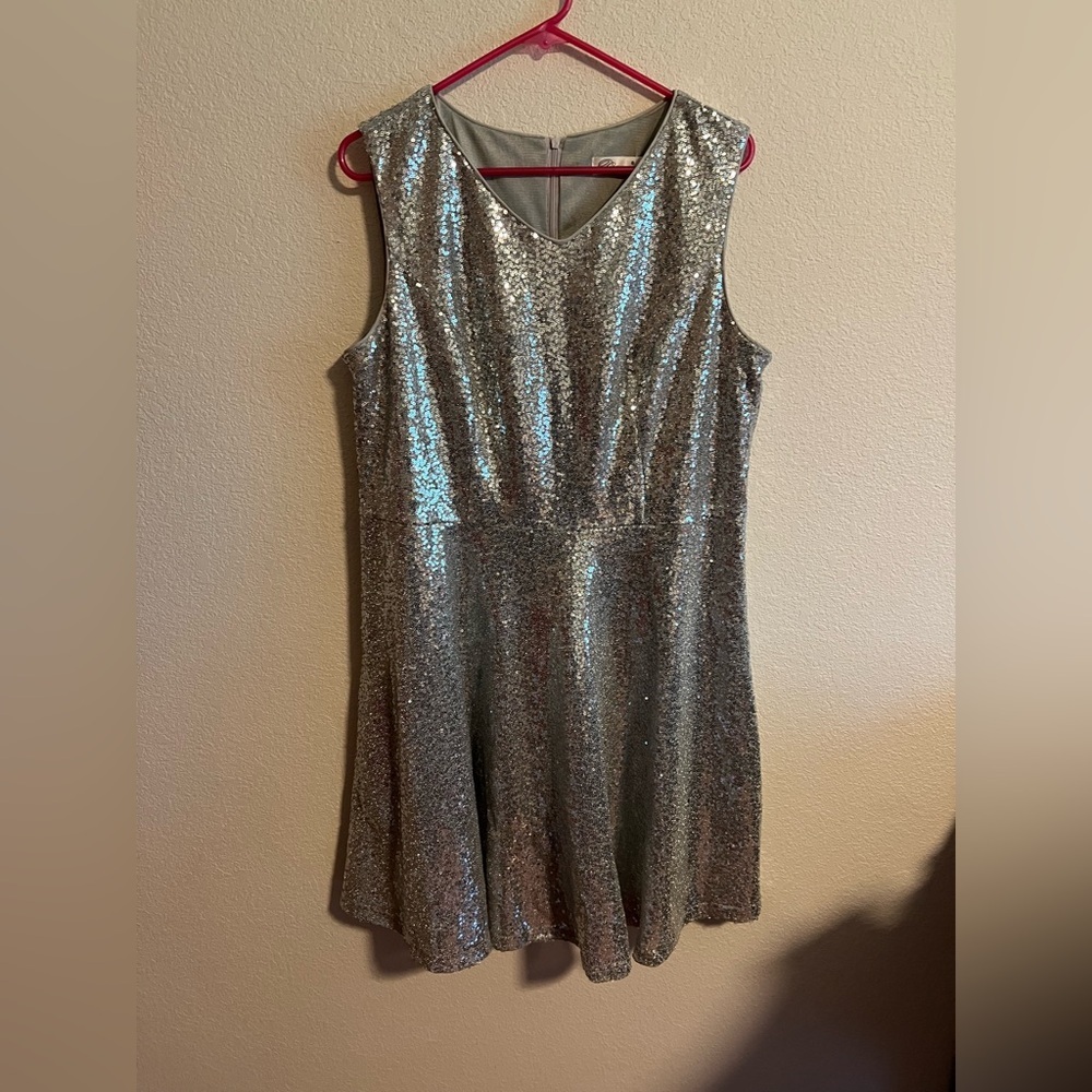 💃🏾 Dressever Silver Sequin Sleeveless Dress XL